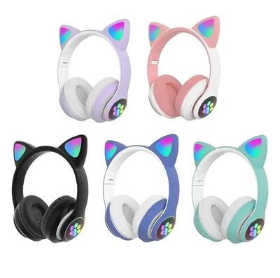 LED Cat Ear Wireless Headphones – Bluetooth Headset with RGB Lights, Mic & Foldable Design